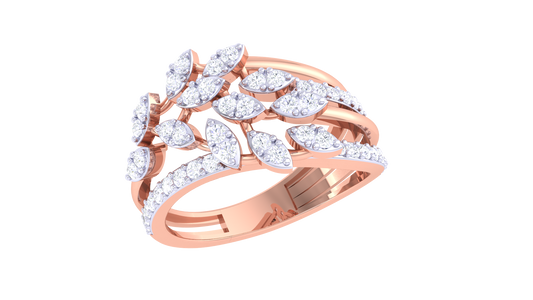 Lumiere Leaf Serenade Ring In Gold – 0.40 Ct Brilliant Cut Diamonds