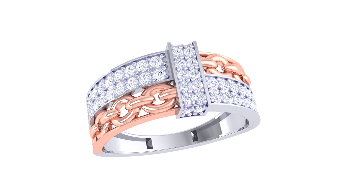 Iconique Signature Chain Ring In Gold  – 0.57 Ct Pave Set Diamonds