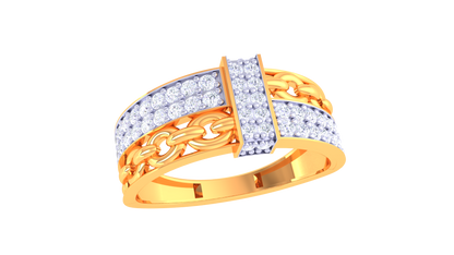 Iconique Signature Chain Ring In Gold  – 0.57 Ct Pave Set Diamonds