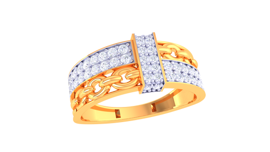 Iconique Signature Chain Ring In Gold  – 0.57 Ct Pave Set Diamonds