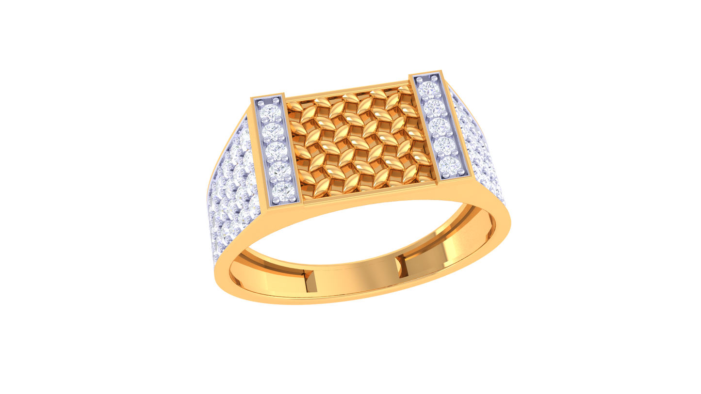 Éclat Panier Moderne – 0.64 Ct Round Diamond Gold Ring