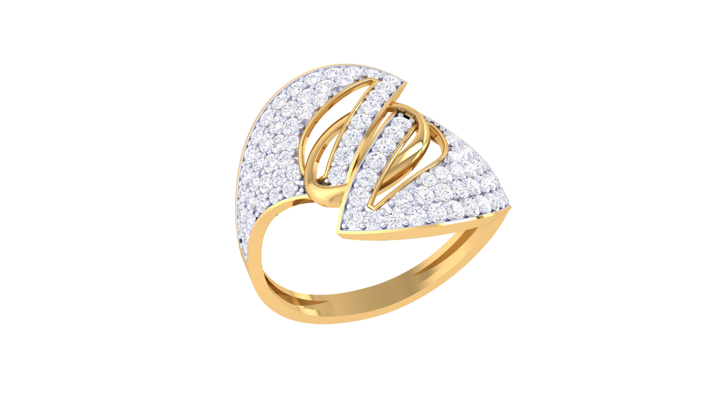Lumiere Interlace Ring In Gold With 0.67 Ct Diamonds – Sculpted Splendor and Pavé Elegance