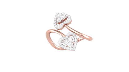 Lumiere Twin Heart Rose Gold Ring - 0.35 Ct Round Diamonds