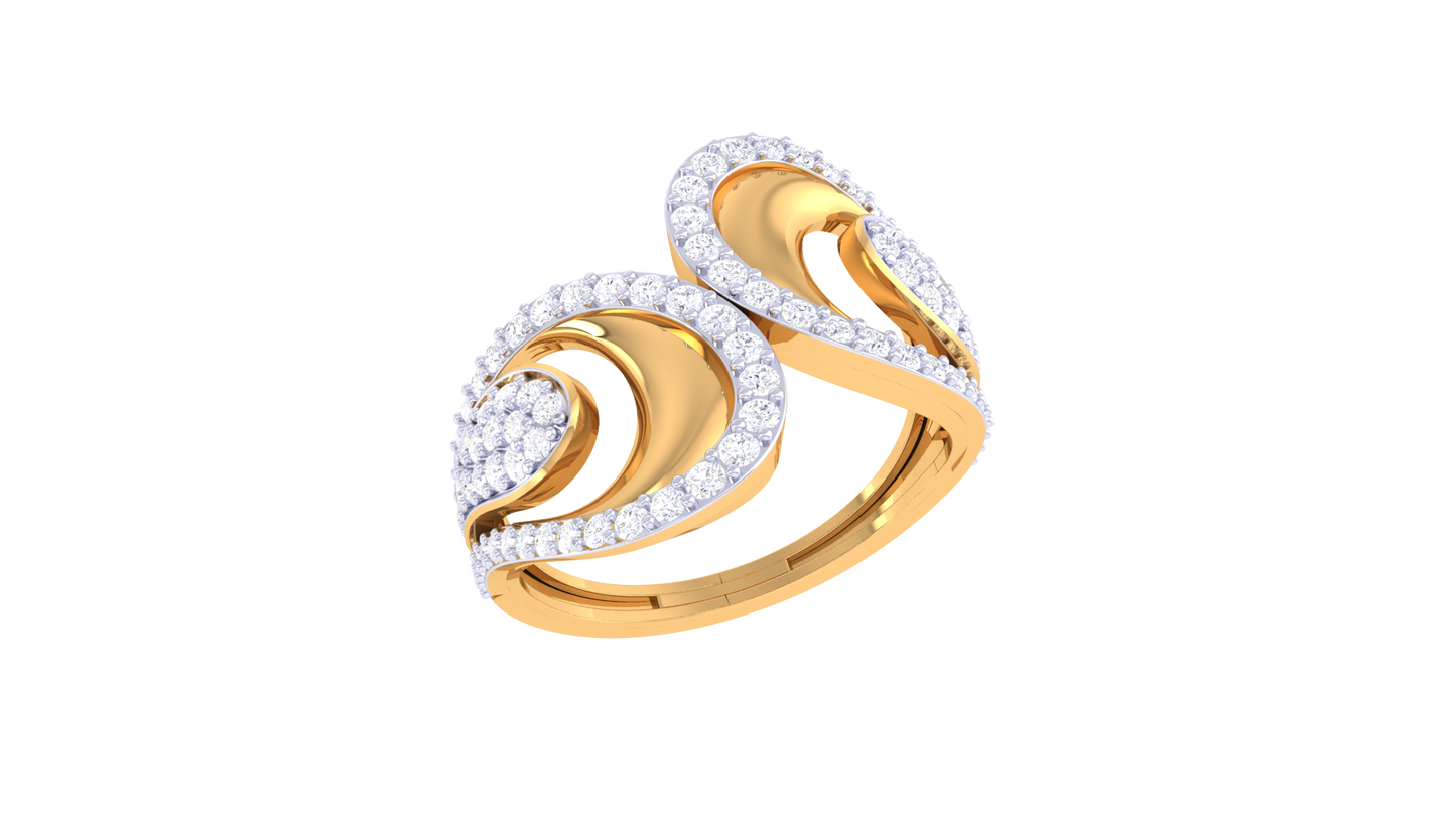 Lumiere Teardrops Brilliance Gold Ring - 0.49 Ct Round Diamond Pave