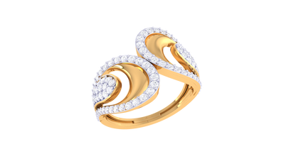 Lumiere Teardrops Brilliance Gold Ring - 0.49 Ct Round Diamond Pave