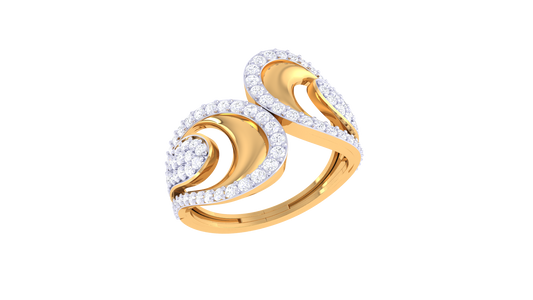 Lumiere Teardrops Brilliance Gold Ring - 0.49 Ct Round Diamond Pave