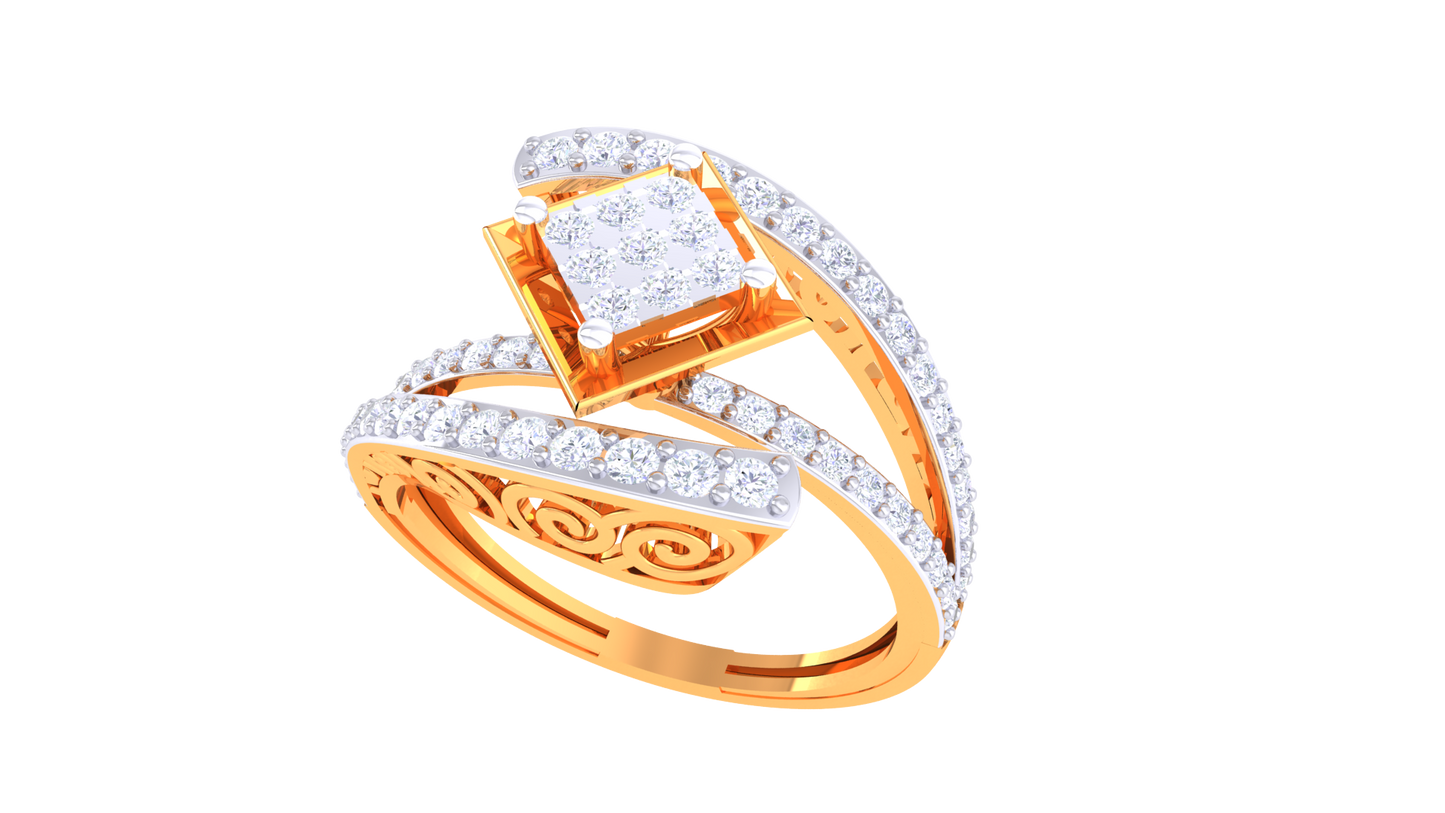 Éclat Parure Spatiale – 0.92 Ct Princess Shape Diamond Gold Ring
