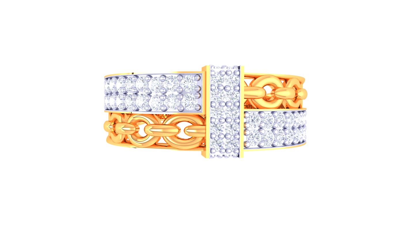 Iconique Signature Chain Ring In Gold  – 0.57 Ct Pave Set Diamonds