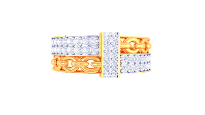 Iconique Signature Chain Ring In Gold  – 0.57 Ct Pave Set Diamonds