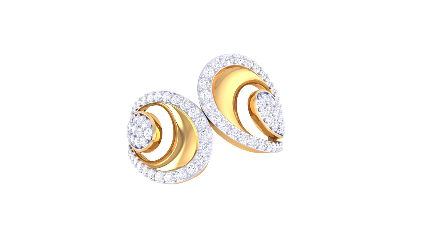 Lumiere Teardrops Brilliance Gold Ring - 0.49 Ct Round Diamond Pave