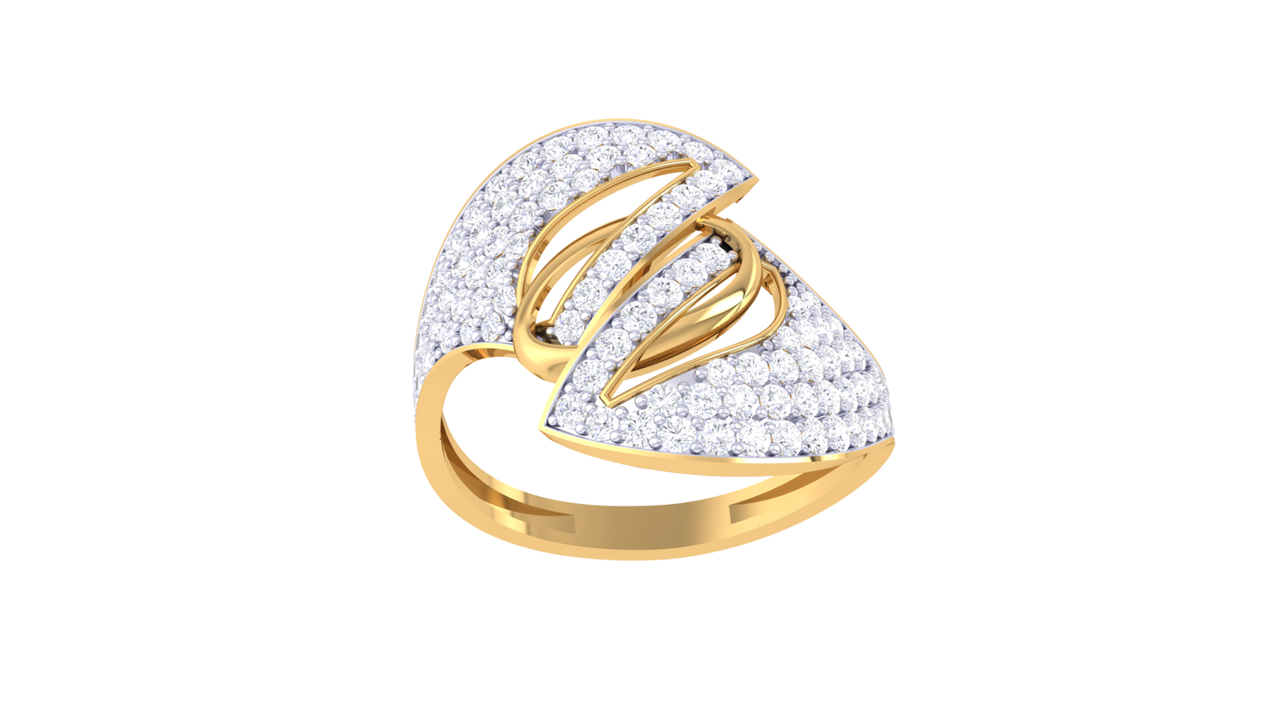 Lumiere Interlace Ring In Gold With 0.67 Ct Diamonds – Sculpted Splendor and Pavé Elegance