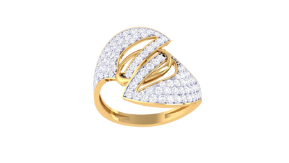 Lumiere Interlace Ring In Gold With 0.67 Ct Diamonds – Sculpted Splendor and Pavé Elegance