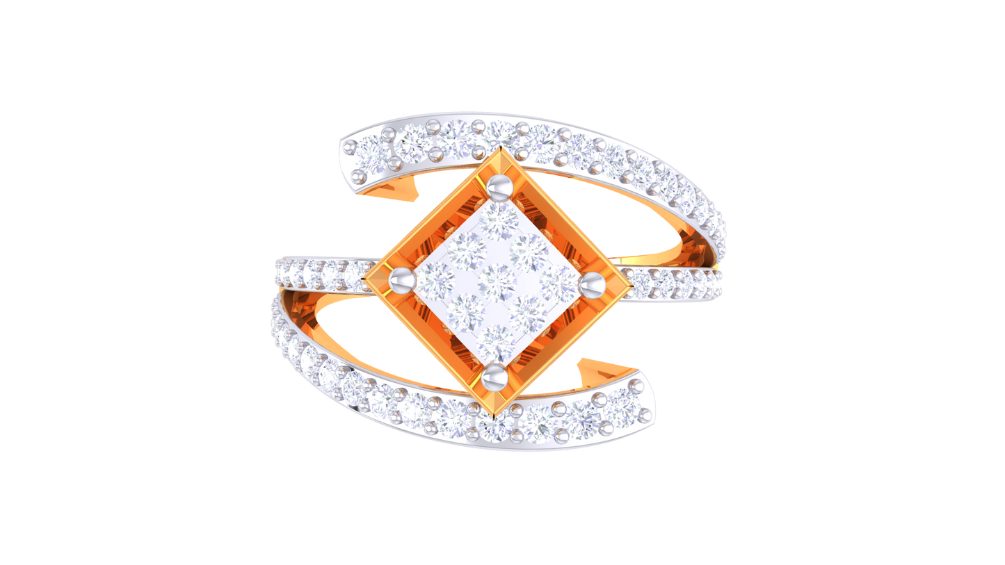Éclat Parure Spatiale – 0.92 Ct Princess Shape Diamond Gold Ring