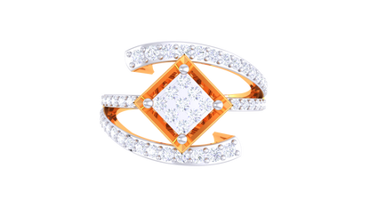Éclat Parure Spatiale – 0.92 Ct Princess Shape Diamond Gold Ring