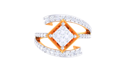 Éclat Parure Spatiale – 0.92 Ct Princess Shape Diamond Gold Ring