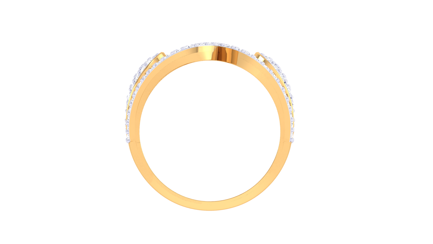 Lumiere Teardrops Brilliance Gold Ring - 0.49 Ct Round Diamond Pave