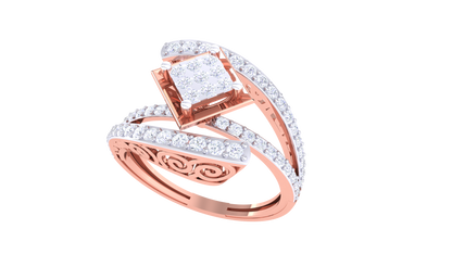 Éclat Parure Spatiale – 0.92 Ct Princess Shape Diamond Gold Ring