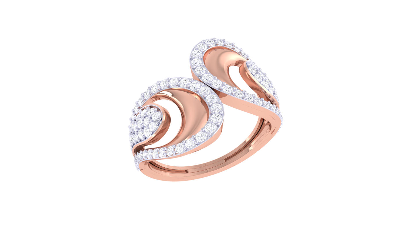 Lumiere Teardrops Brilliance Gold Ring - 0.49 Ct Round Diamond Pave