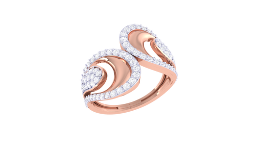 Lumiere Teardrops Brilliance Gold Ring - 0.49 Ct Round Diamond Pave