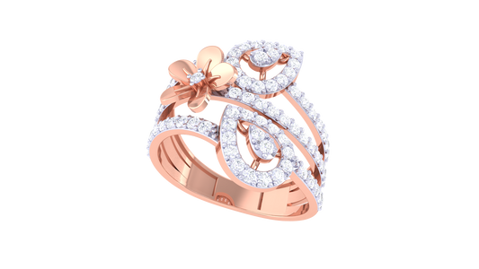 Eclat Floral Majesty Ring In Gold – 0.72 Ct Dazzling Diamonds