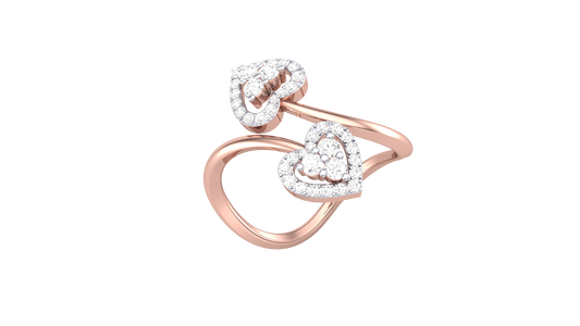 Lumiere Twin Heart Rose Gold Ring - 0.35 Ct Round Diamonds