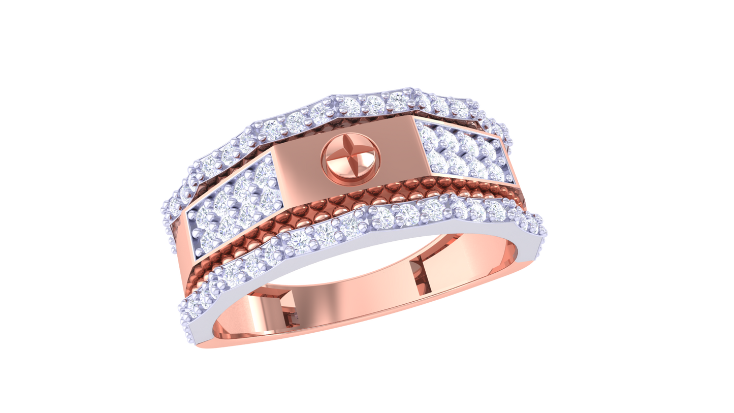 Iconique Chain Motif Statement Band – 0.59 Ct  Pavé Diamonds Gold Ring