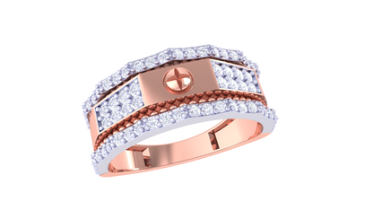 Iconique Chain Motif Statement Band – 0.59 Ct  Pavé Diamonds Gold Ring