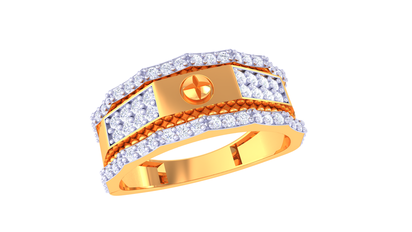 Iconique Chain Motif Statement Band – 0.59 Ct  Pavé Diamonds Gold Ring