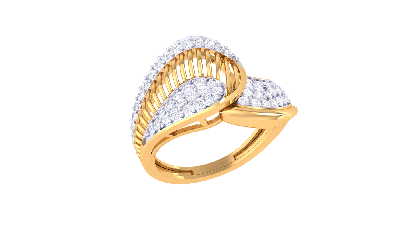 Lumiere Golden Leaf Harmony Ring - 0.49 Ct Diamonds In Gold