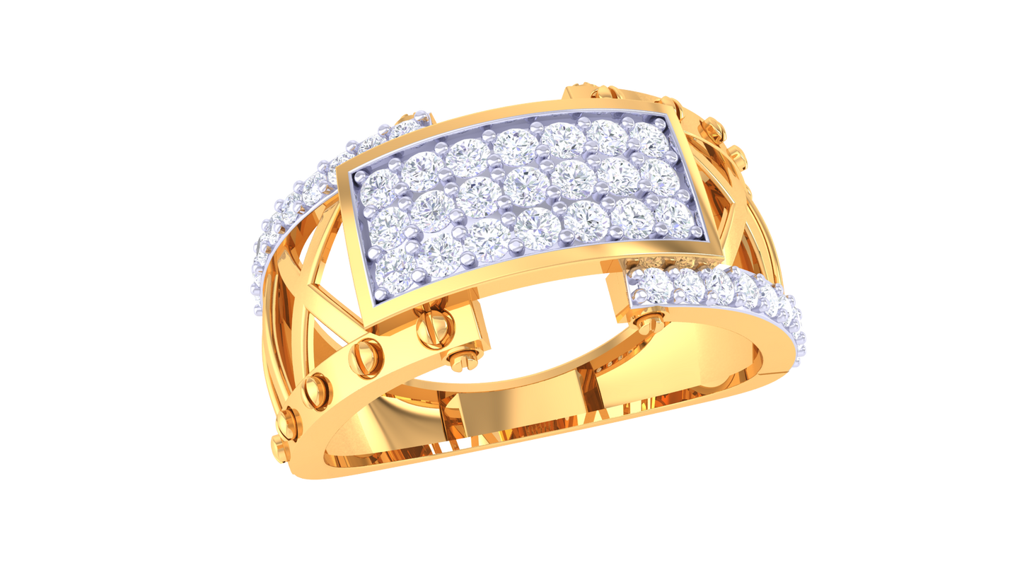 Éclat Lattice Prestige – 0.51 Ct Round Brilliant Diamond Gold Ring
