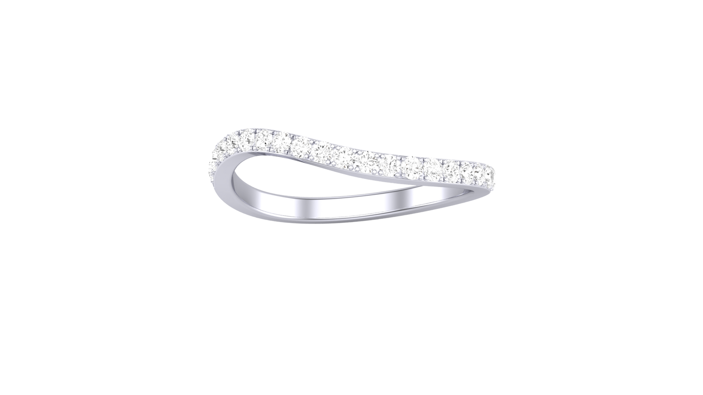 Lumiere Curve Band In Polished White Gold - 0.23 Ct  Round Cut Diamond