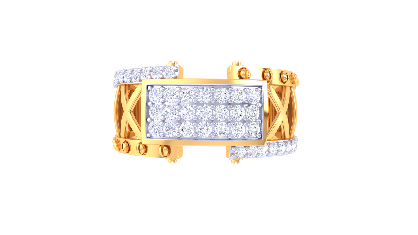 Éclat Lattice Prestige – 0.51 Ct Round Brilliant Diamond Gold Ring