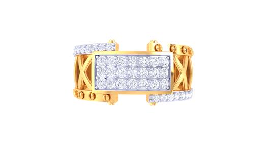 Éclat Lattice Prestige – 0.51 Ct Round Brilliant Diamond Gold Ring