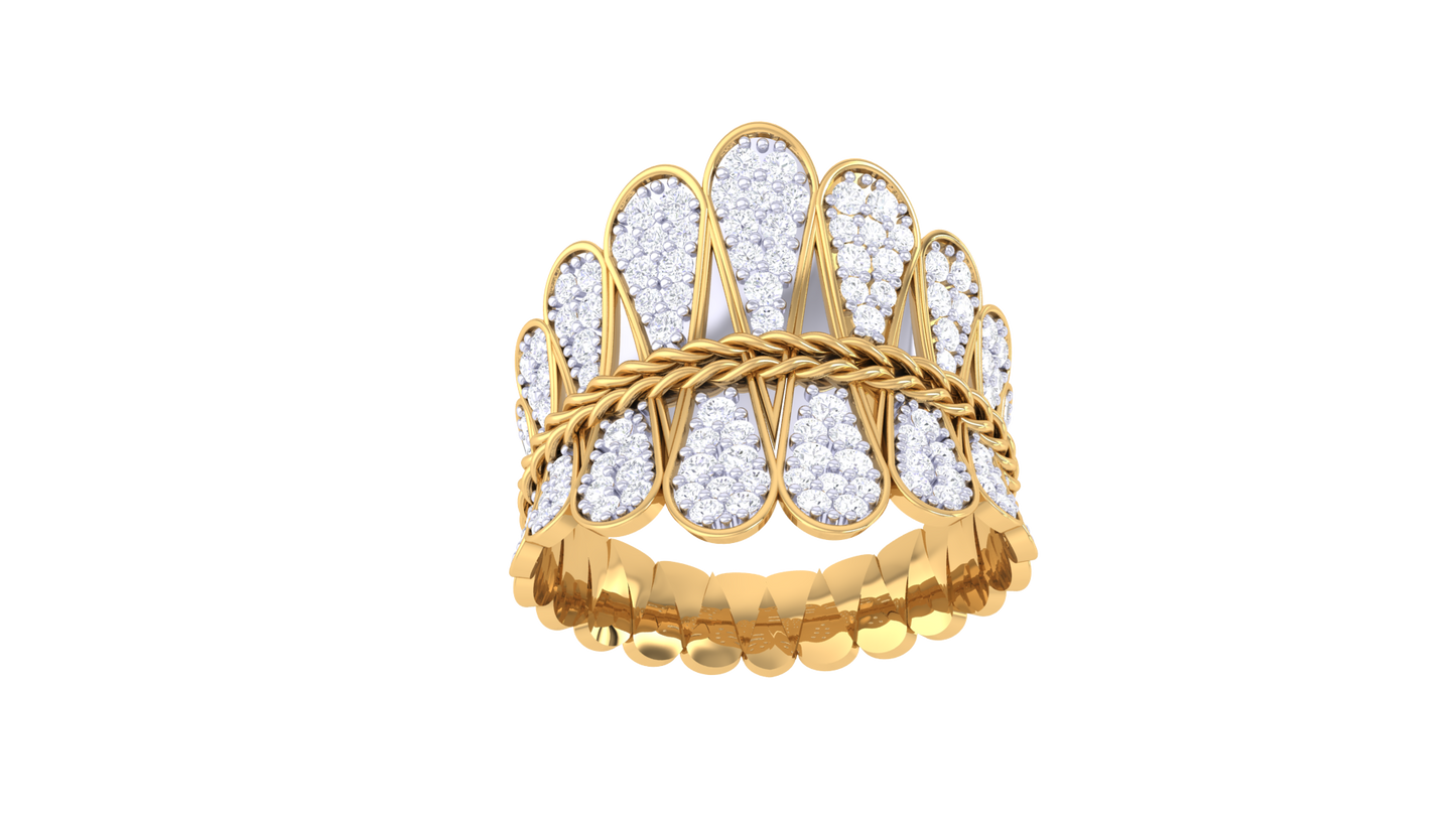 Lumiere Teardrop Tapestry Ring In Gold – 0.76 Ct Pave Set Diamonds