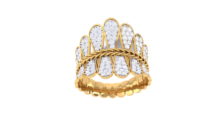 Lumiere Teardrop Tapestry Ring In Gold – 0.76 Ct Pave Set Diamonds