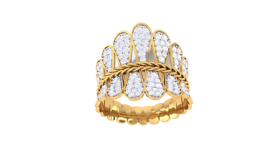 Lumiere Teardrop Tapestry Ring In Gold – 0.76 Ct Pave Set Diamonds