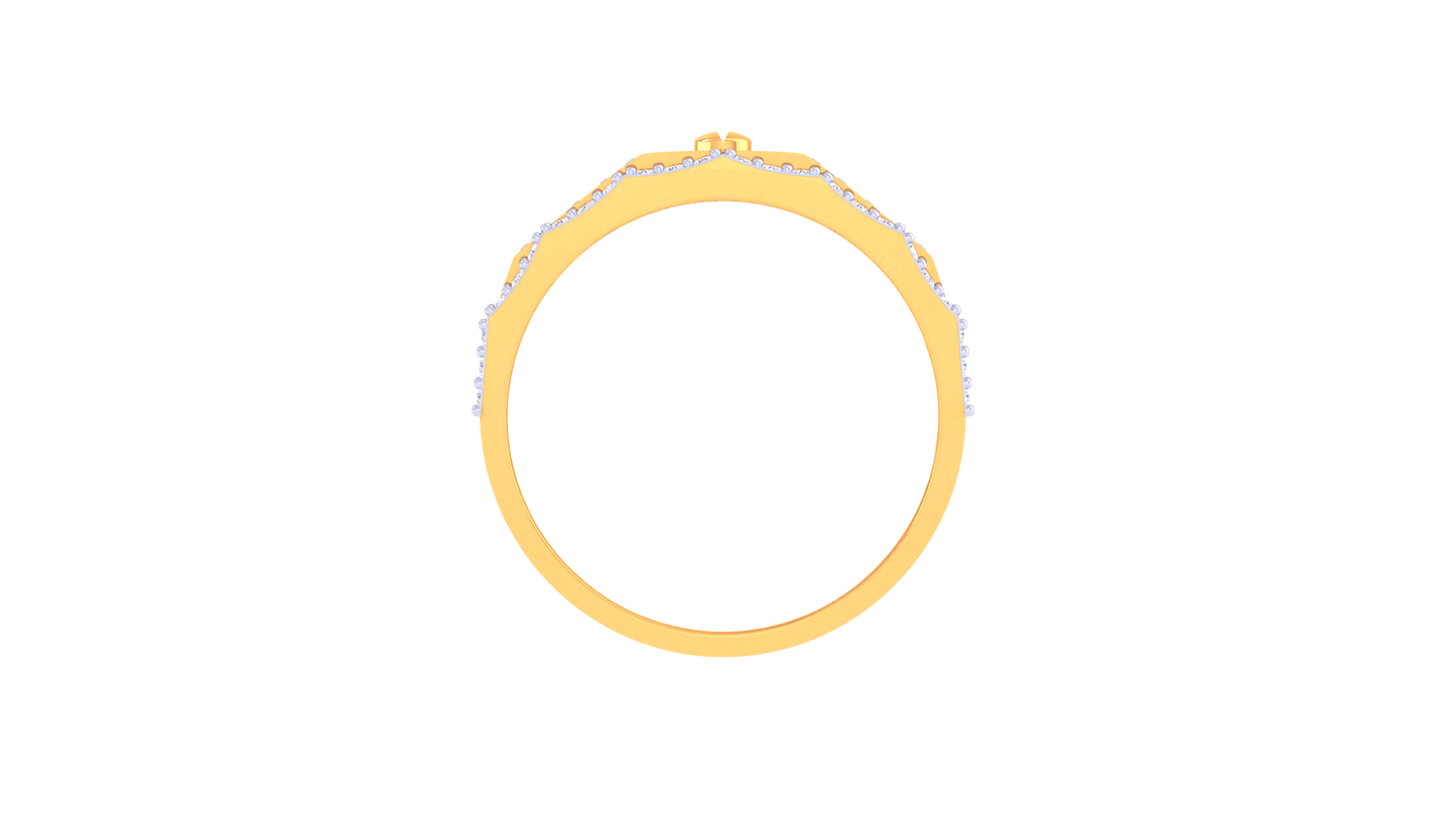 Iconique Chain Motif Statement Band – 0.59 Ct  Pavé Diamonds Gold Ring