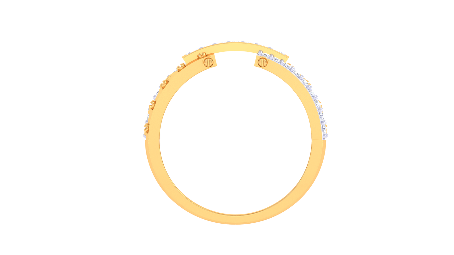 Éclat Lattice Prestige – 0.51 Ct Round Brilliant Diamond Gold Ring