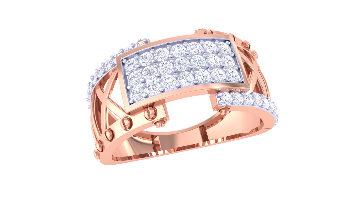 Éclat Lattice Prestige – 0.51 Ct Round Brilliant Diamond Gold Ring