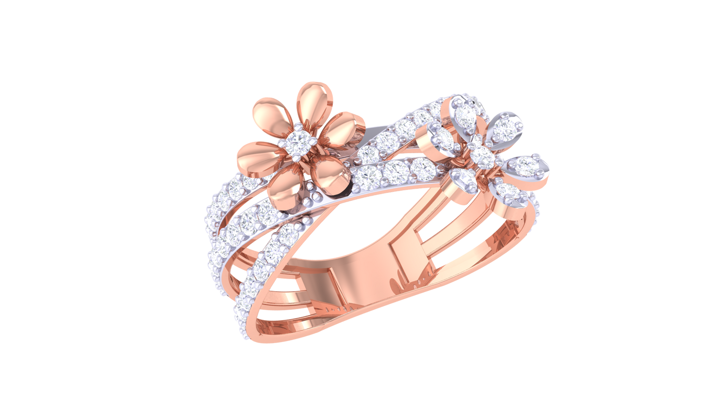 Lumiere Blooming Grace Rose Gold Ring – 0.54 Ct Brilliant Cut Diamonds