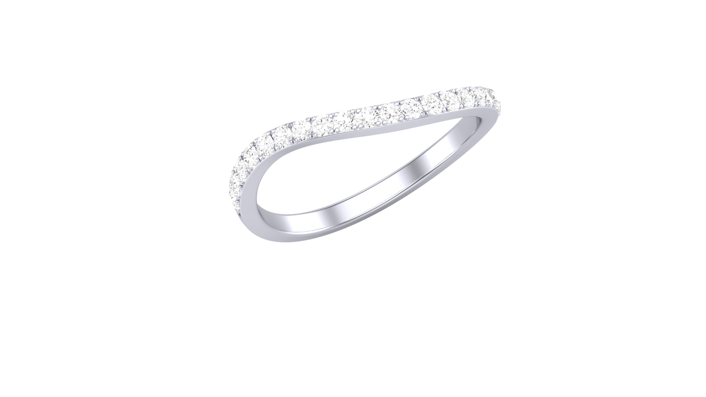 Lumiere Curve Band In Polished White Gold - 0.23 Ct  Round Cut Diamond