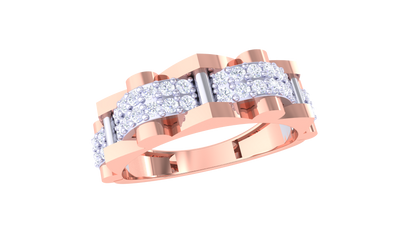 Iconique Architectural Band – 0.64 Ct Link Pavé Diamonds Gold Ring