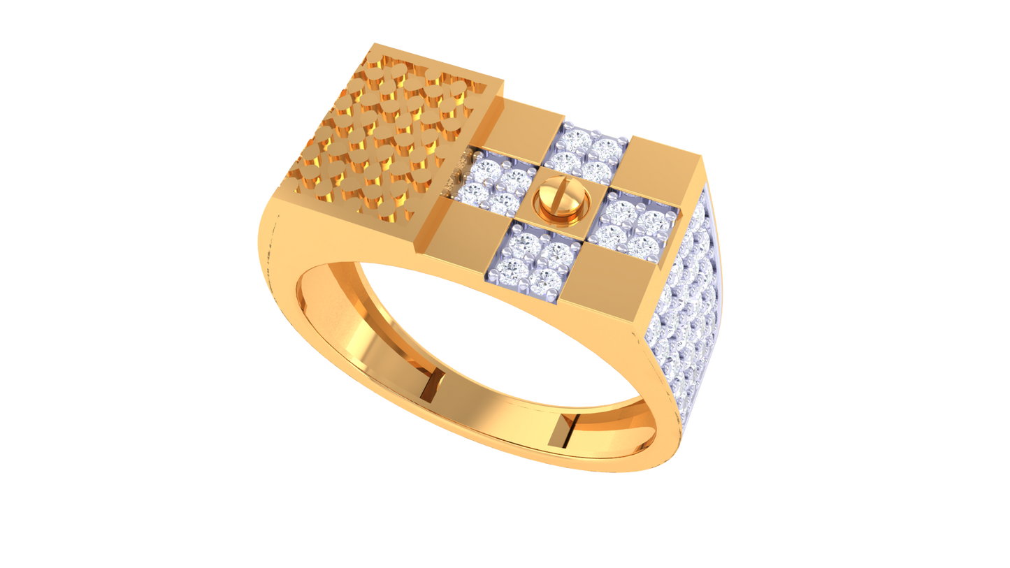 Éclat Motif Modulaire – 0.43 Ct Round Diamond Gold Ring