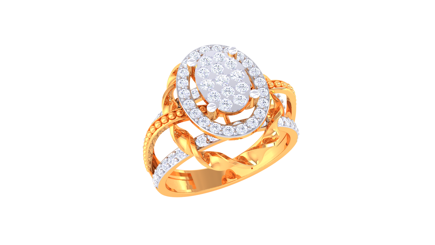Artisan Tresse Royale – 0.72 Ct Ovel Diamond Gold Ring