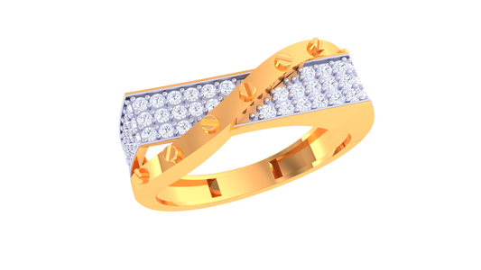 Lumière Crossover Brilliance – 0.55 Ct Round Diamond Gold Ring