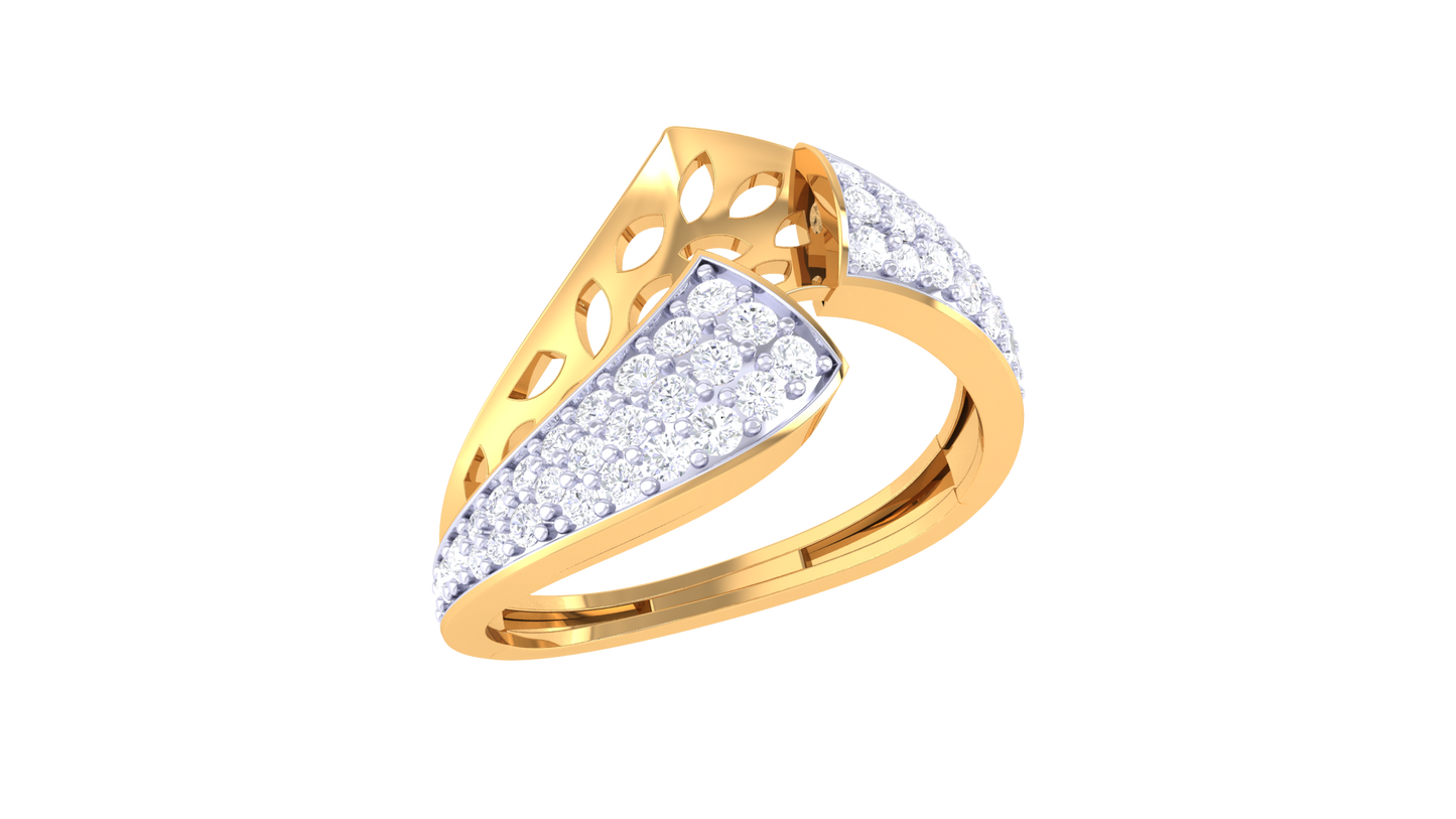 Lumiere Pave Curve Crossover Ring - 0.46 Ct Round Diamonds In Gold