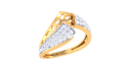 Lumiere Pave Curve Crossover Ring - 0.46 Ct Round Diamonds In Gold