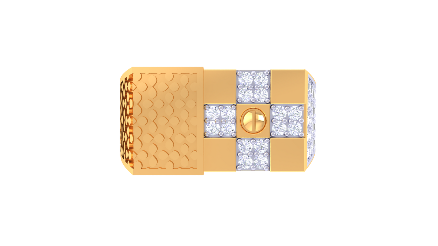 Éclat Motif Modulaire – 0.43 Ct Round Diamond Gold Ring