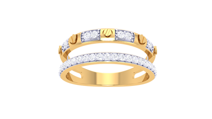 Lumiere Bolt Harmony Ring In Yellow Gold – 0.25 Ct Bezel Set Diamonds
