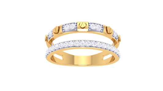 Lumiere Bolt Harmony Ring In Yellow Gold – 0.25 Ct Bezel Set Diamonds